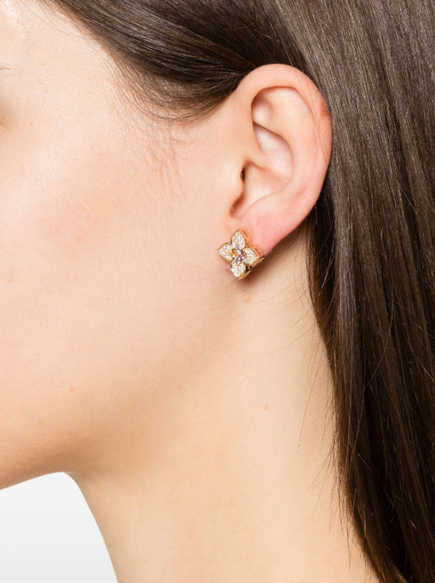 Pendientes multipiedra Princesa Flor en oro rosa de 18 quilates